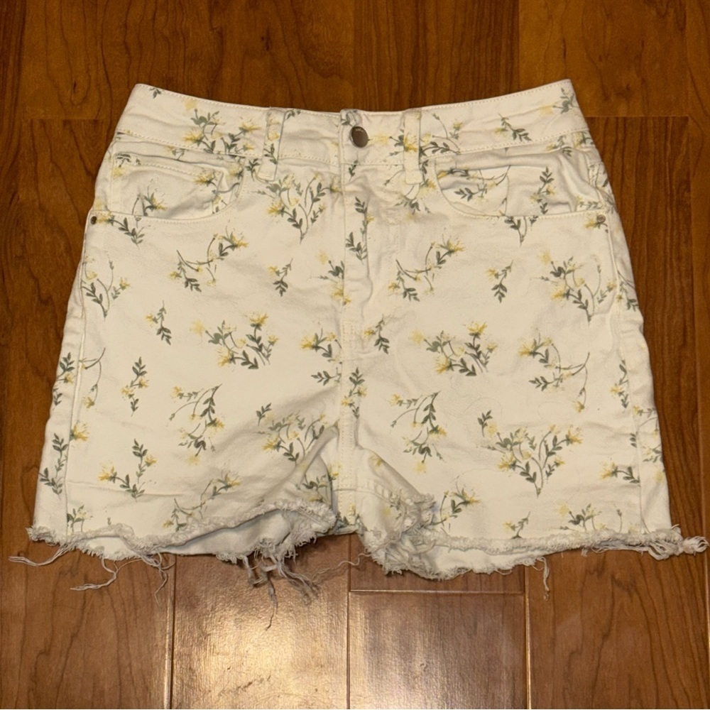 BA&SH Floral Shorts White with Yellow Flowers High Rise Denim size 0